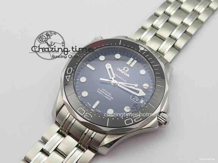 1228 Seamaster 300M 007 SS MK 1:1 Best Edition Black 007 Dial Ceramic Bezel On SS Bracelet A EasyCare 8178